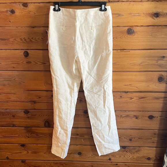 NWT Jones New York Womens White Linen Blend Straight Leg Pants Size 2 Petite - Picture 6 of 10